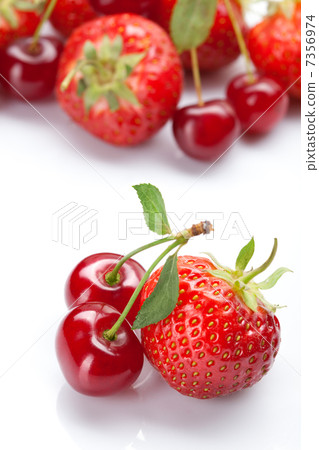 Strawberry and cherry on white 7356974