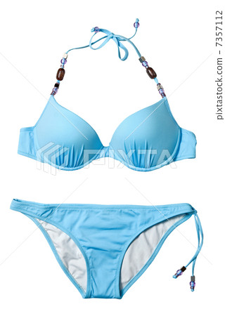 blue woman swimming suit isolated on white 7357112