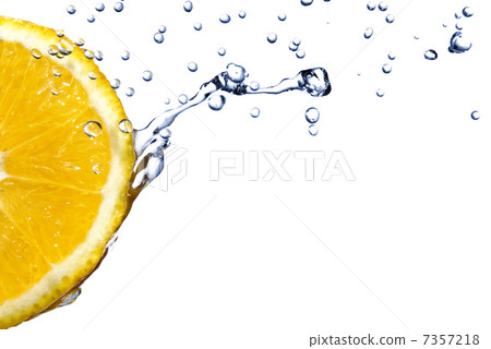 fresh water drops on orange isolated on white 7357218