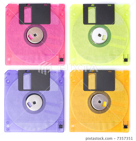 Color floppy disks isolated on white Color floppy disks isolated on white 7357351