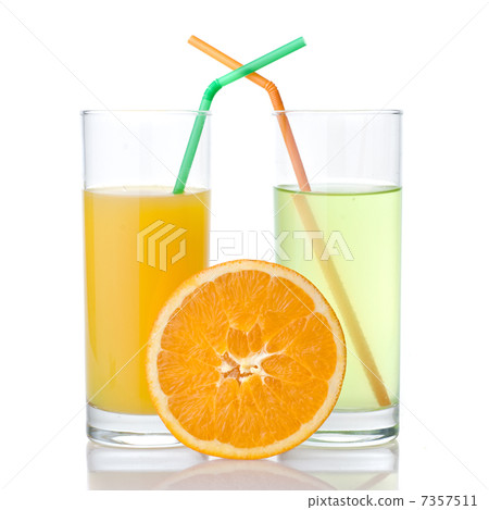 lime and orange juice with orange isolated on white lime and orange juice with orange isolated on white 7357511
