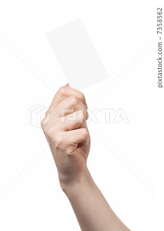 Woman hand holding empty visiting card isolated on white Woman hand holding empty visiting card isolated on white 7358562
