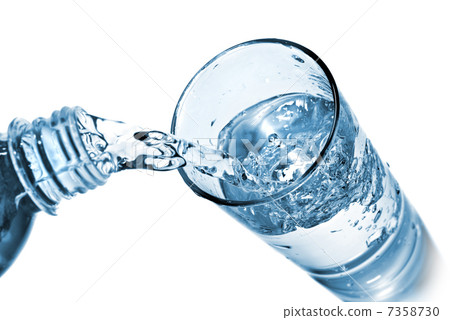 water pouring into glass isolated on white water pouring into glass isolated on white 7358730