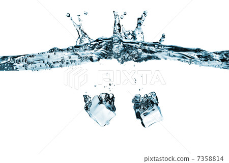 ice cubes dropped into water with splash isolated on white ice cubes dropped into water with splash isolated on white 7358814