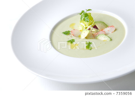 cold soup with crab on the plate 7359056