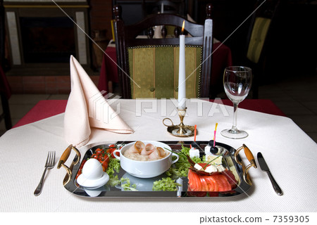 English breakfast on the plate in restaurant English breakfast on the plate in restaurant 7359305