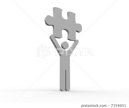 Human figure brandishing jigsaw piece Human figure brandishing jigsaw piece 7359931