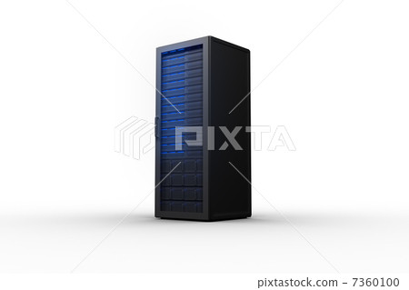 Rack of servers with blue lights 7360100