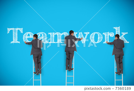Multiple image of businessman writing teamwork Multiple image of businessman writing teamwork 7360189