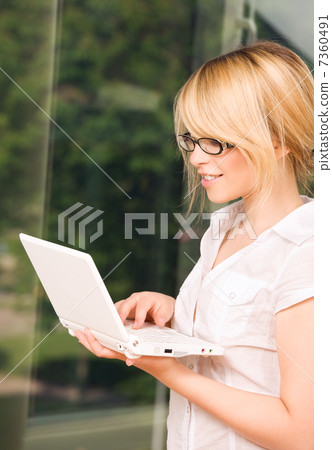 office girl with laptop computer office girl with laptop computer 7360491
