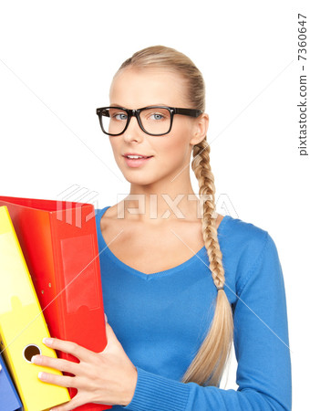 businesswoman with folders 7360647