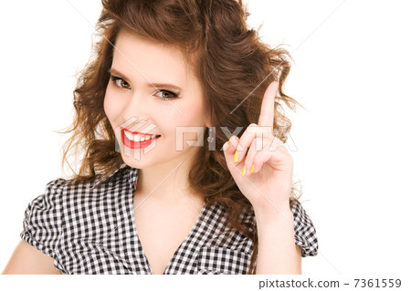 teenage girl with her finger up teenage girl with her finger up 7361559