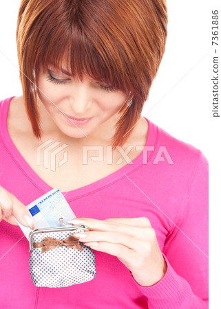 lovely woman with purse and money 7361886