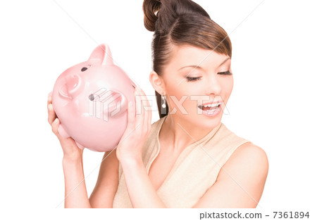 lovely woman with piggy bank lovely woman with piggy bank 7361894