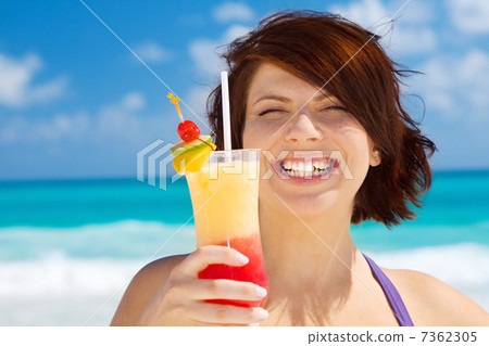 happy woman with colorful cocktail happy woman with colorful cocktail 7362305