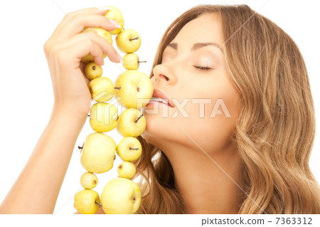 lovely woman with green apples lovely woman with green apples 7363312