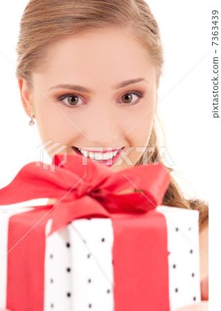 happy girl with gift box happy girl with gift box 7363439