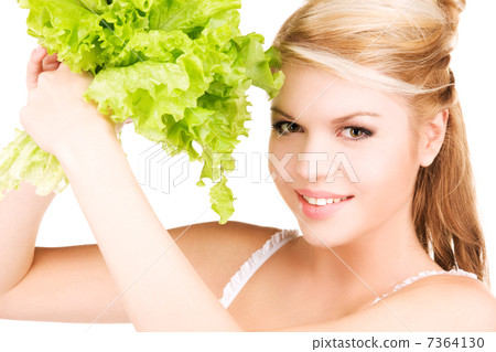 happy woman with lettuce happy woman with lettuce 7364130