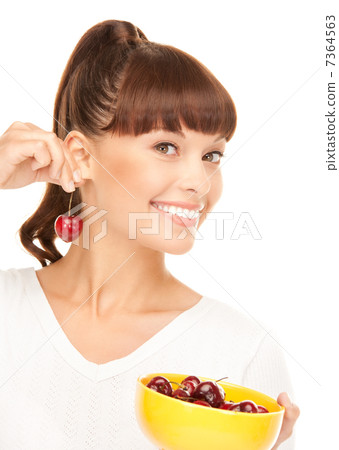 woman with cherries 7364563