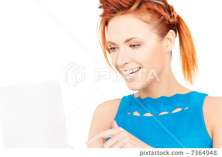 happy woman with laptop computer happy woman with laptop computer 7364948