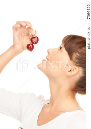 woman with cherries 7366122