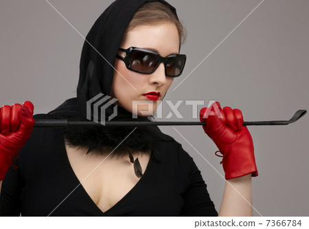 lady in red gloves with crop #2 7366784