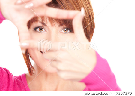 lovely woman creating a frame with fingers lovely woman creating a frame with fingers 7367370