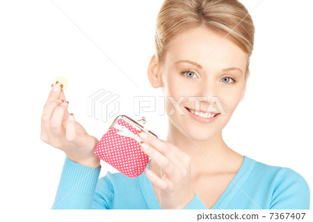 lovely woman with purse and money 7367407