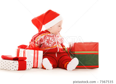 santa helper baby with christmas gifts santa helper baby with christmas gifts 7367535