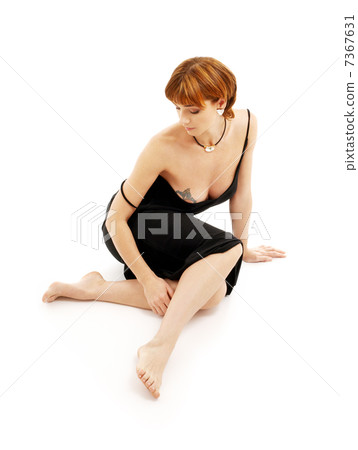 relaxed lady in black dress 7367631