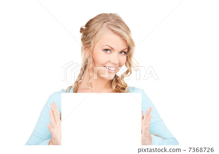 happy woman with blank board happy woman with blank board 7368726