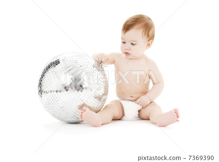 adorable baby boy with big disco ball adorable baby boy with big disco ball 7369390