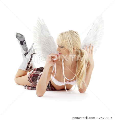 laying lingerie angel blonde in checkered skirt laying lingerie angel blonde in checkered skirt 7370203