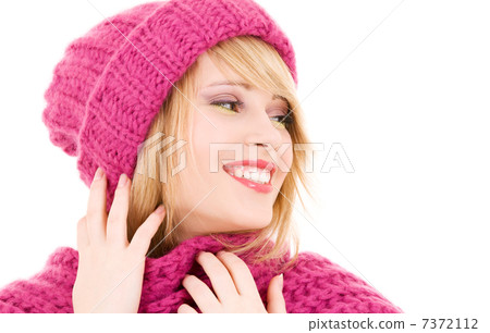 happy teenage girl in hat 7372112