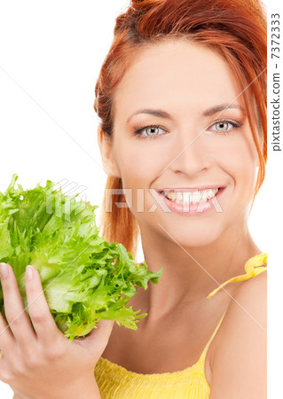 happy woman with lettuce happy woman with lettuce 7372333