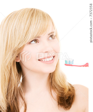 happy girl with toothbrush happy girl with toothbrush 7372358