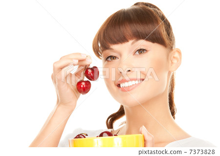 woman with cherries 7373828