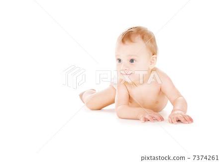 laying baby boy in diaper 7374261