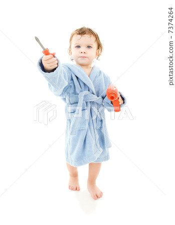 baby boy with toy tools 7374264