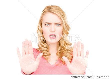 woman making stop gesture 7374436