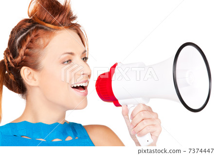 woman with megaphone woman with megaphone 7374447