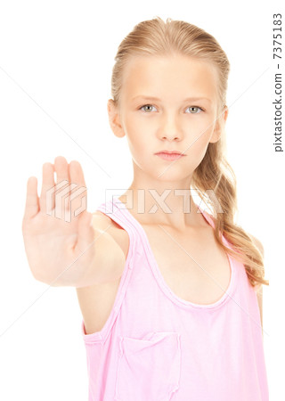 lovely girl showing stop sign lovely girl showing stop sign 7375183
