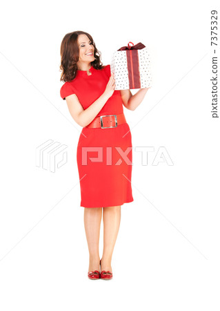 happy woman with gift box happy woman with gift box 7375329