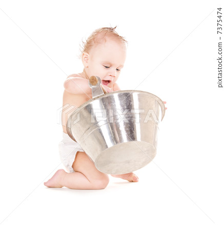 baby boy with wash-tub baby boy with wash-tub 7375474