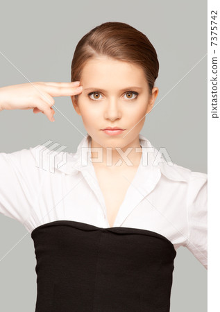 woman showing suicide gesture 7375742