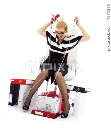 stressed businesswoman in chair over white #2 stressed businesswoman in chair over white #2 7375858