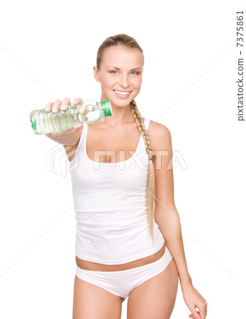 beautiful woman with bottle of water beautiful woman with bottle of water 7375861