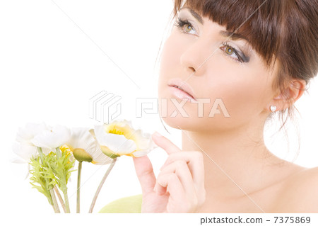 woman with flowers woman with flowers 7375869