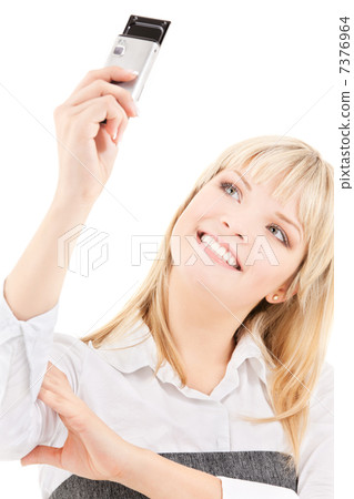 happy woman using phone camera happy woman using phone camera 7376964