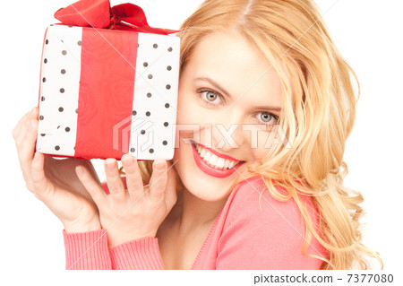 happy woman with gift box 7377080